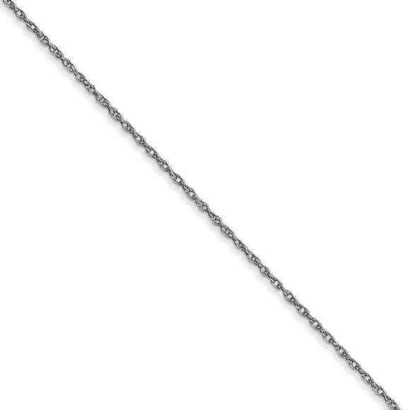 0.6mm 14k White Gold Cable Rope Chain Necklace 24 Inch